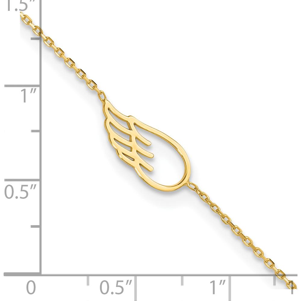 14K Yellow Gold Cut-out Wing Adjustable Anklet with Spring Ring Clasp - 11" Total Length