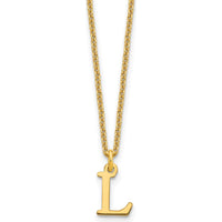 14K Yellow Gold Cutout Letter "L" Initial Pendant Necklace - 18" Cable Chain with Lobster Clasp by Oro Pregiato