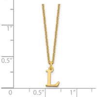 14K Yellow Gold Cutout Letter "L" Initial Pendant Necklace - 18" Cable Chain with Lobster Clasp by Oro Pregiato