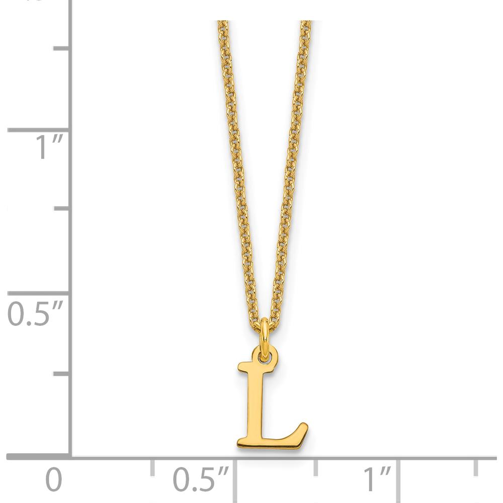 14K Yellow Gold Cutout Letter "L" Initial Pendant Necklace - 18" Cable Chain with Lobster Clasp by Oro Pregiato
