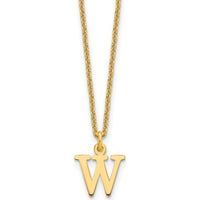 14K Yellow Gold Cutout Letter W Initial Necklace - Personalized Charm by Oro Pregiato