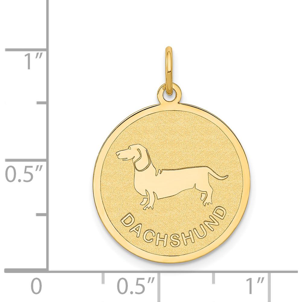 14K Yellow Gold Dachshund Engravable Disc Charm - 20mm by Oro Pregiato