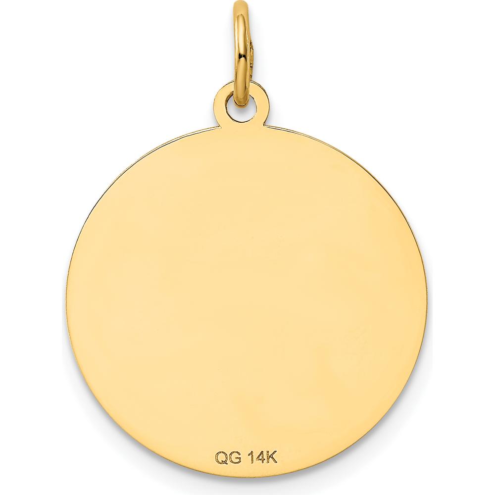14K Yellow Gold Dachshund Engravable Disc Charm - 20mm by Oro Pregiato