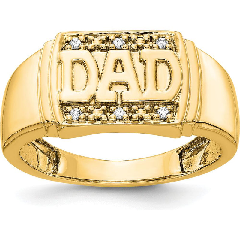 14K Yellow Gold "DAD" Diamond Ring with Six Round Diamonds - 0.04 Carat Total Diamond Weight by 0