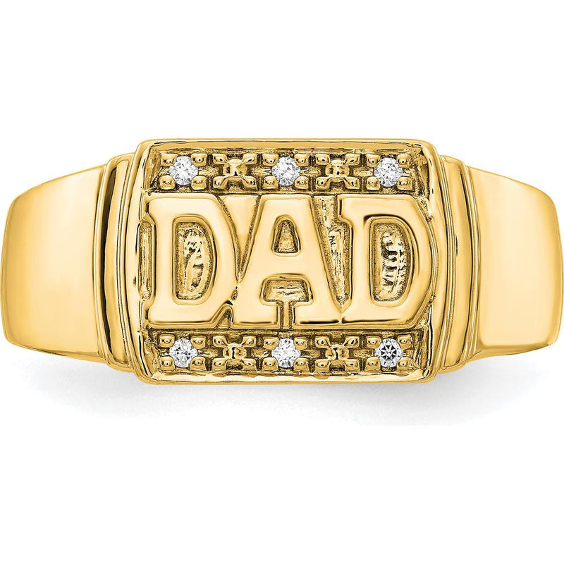 14K Yellow Gold "DAD" Diamond Ring with Six Round Diamonds - 0.04 Carat Total Diamond Weight by 0