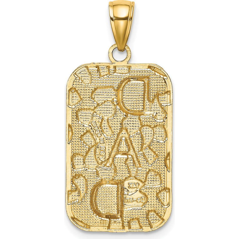 14K Yellow Gold DAD Nugget Textured Dog Tag Pendant - Bold Statement Piece by Oro Pregiato