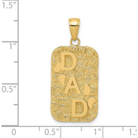 14K Yellow Gold DAD Nugget Textured Dog Tag Pendant - Bold Statement Piece by Oro Pregiato