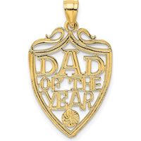 14K Yellow Gold "Dad of the Year" Plaque Charm Pendant by Oro Pregiato