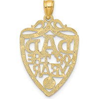 14K Yellow Gold "Dad of the Year" Plaque Charm Pendant by Oro Pregiato