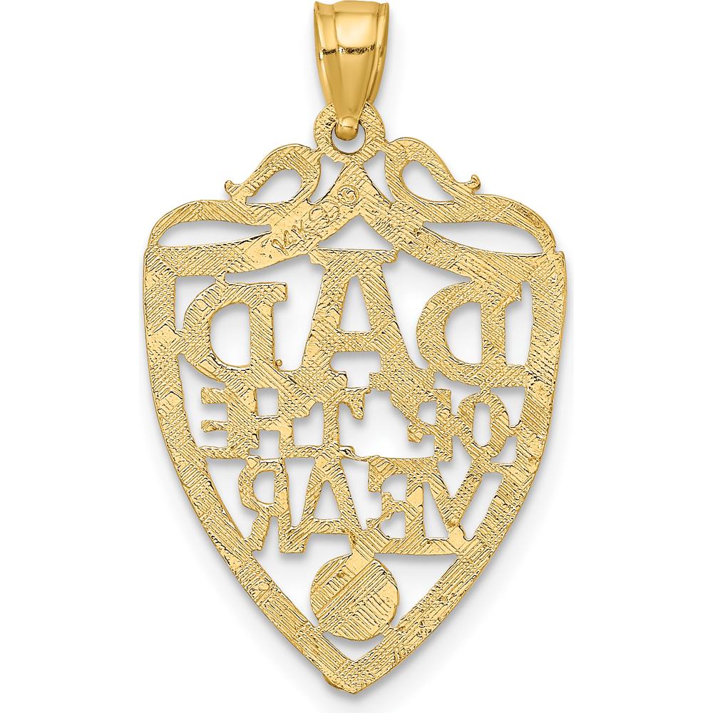 14K Yellow Gold "Dad of the Year" Plaque Charm Pendant by Oro Pregiato