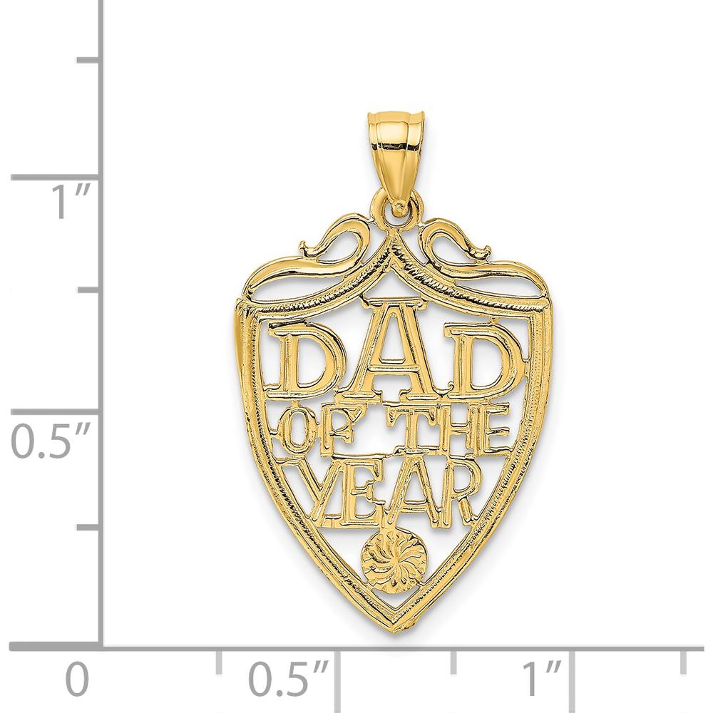 14K Yellow Gold "Dad of the Year" Plaque Charm Pendant by Oro Pregiato
