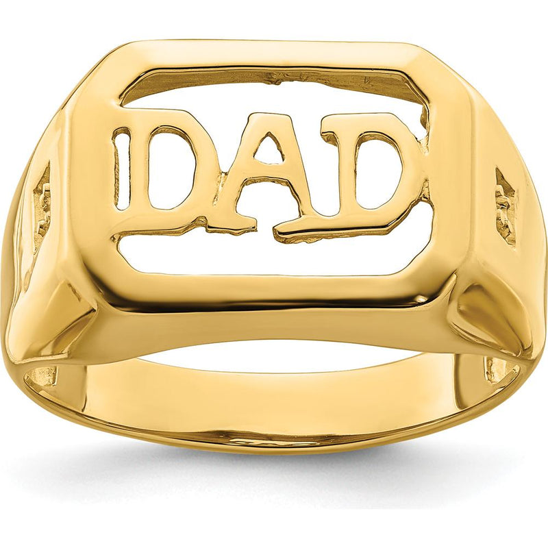 14K Yellow Gold Dad Ring Mounting with Polished Finish - 12mm Length Top by Monteluci Fine Jewelry