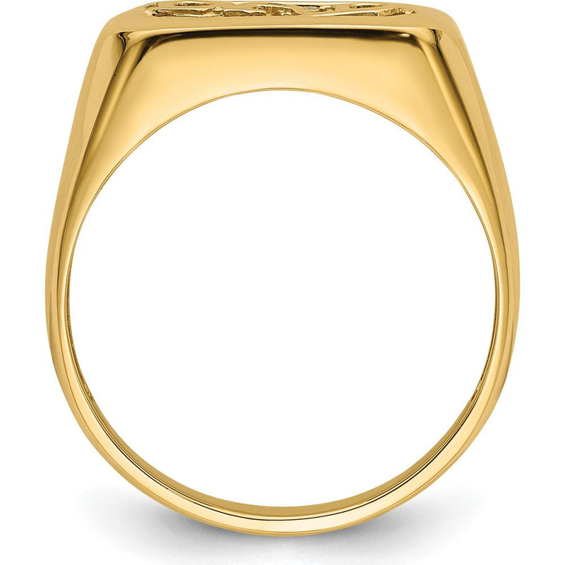 14K Yellow Gold Dad Ring Mounting with Polished Finish - 12mm Length Top by Monteluci Fine Jewelry