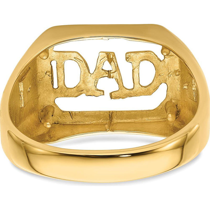 14K Yellow Gold Dad Ring Mounting with Polished Finish - 12mm Length Top by Monteluci Fine Jewelry