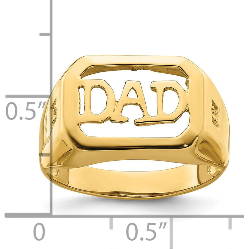 14K Yellow Gold Dad Ring Mounting with Polished Finish - 12mm Length Top by Monteluci Fine Jewelry