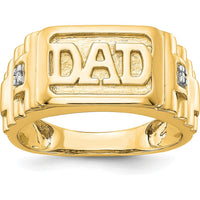 14K Yellow Gold "DAD" Ring with Prong Set Round Diamond Accents - 0.008 Carat Total Diamond Weight by 0