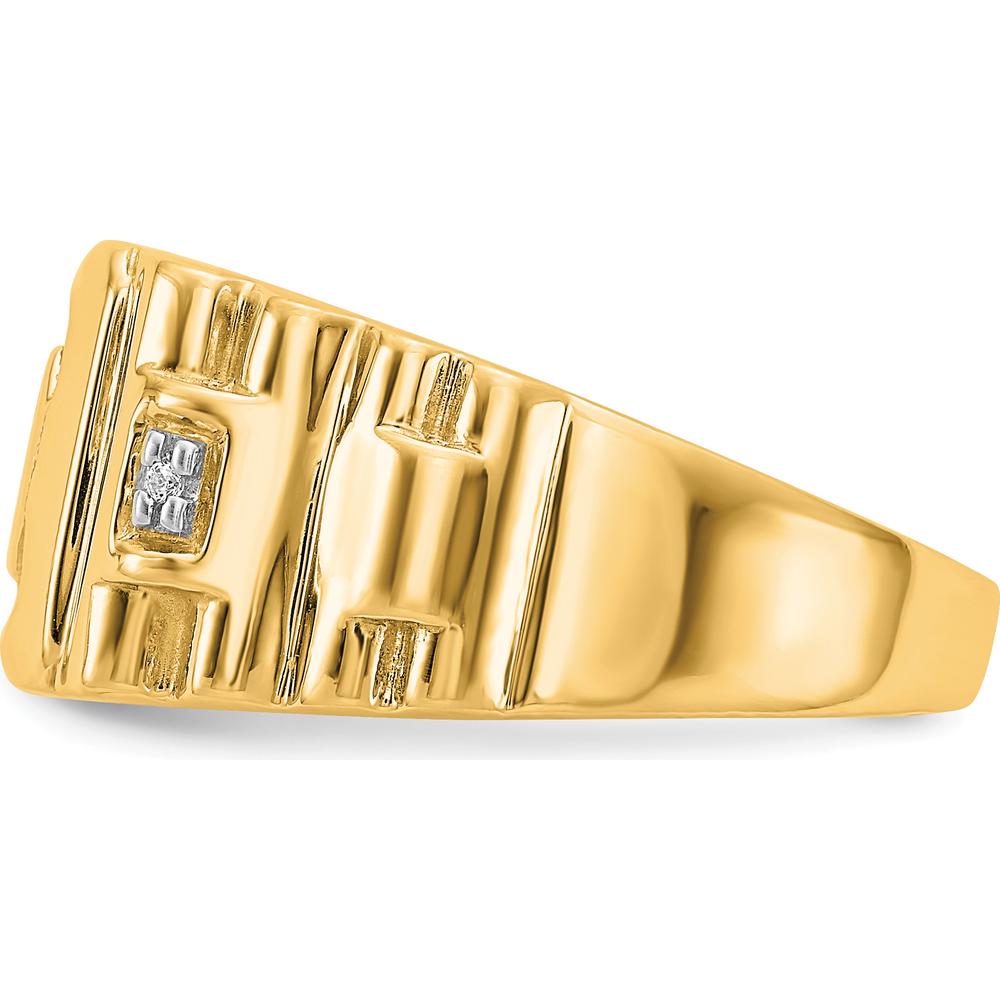 14K Yellow Gold "DAD" Ring with Prong Set Round Diamond Accents - 0.008 Carat Total Diamond Weight by 0