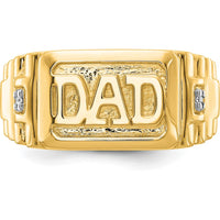 14K Yellow Gold "DAD" Ring with Prong Set Round Diamond Accents - 0.008 Carat Total Diamond Weight by 0