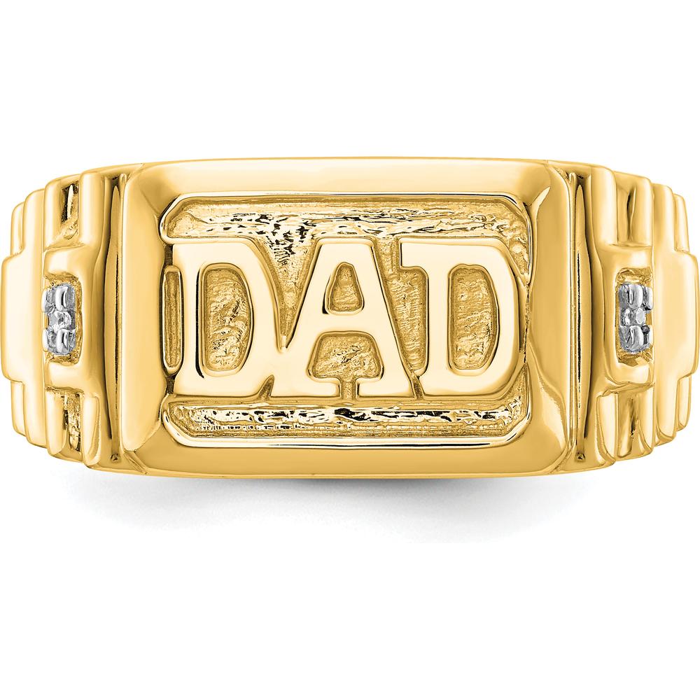 14K Yellow Gold "DAD" Ring with Prong Set Round Diamond Accents - 0.008 Carat Total Diamond Weight by 0