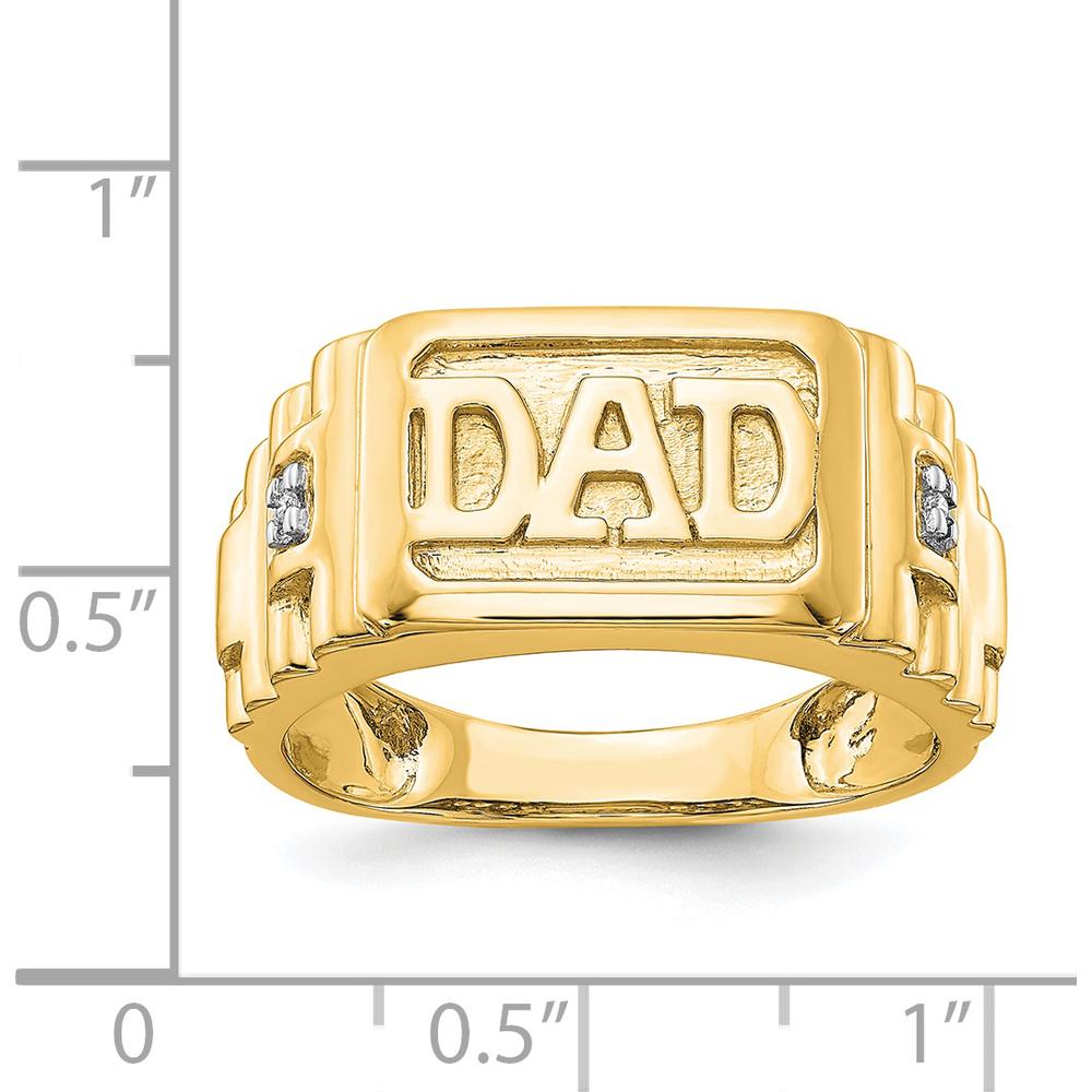 14K Yellow Gold "DAD" Ring with Prong Set Round Diamond Accents - 0.008 Carat Total Diamond Weight by 0