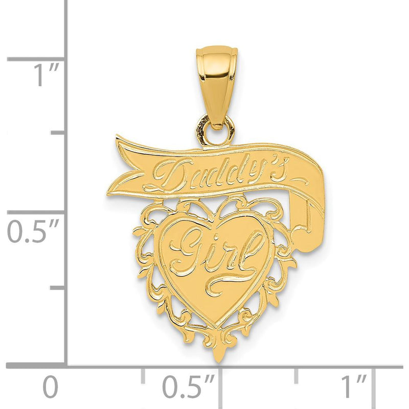 14K Yellow Gold "Daddy's Girl" Heart with Banner Pendant - 23mm in Length by Oro Pregiato