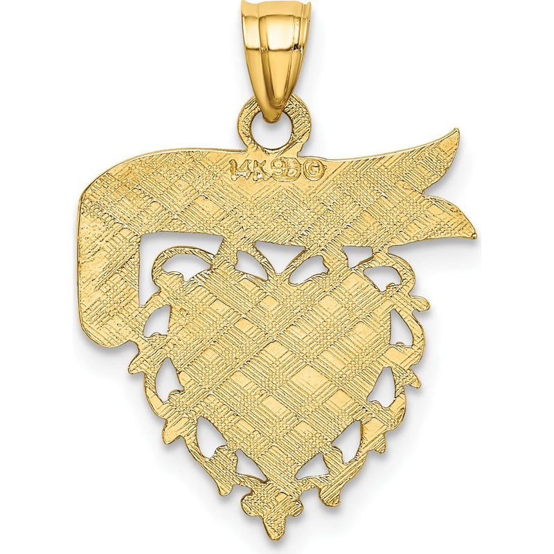 14K Yellow Gold "Daddy's Girl" Heart with Banner Pendant - 23mm in Length by Oro Pregiato