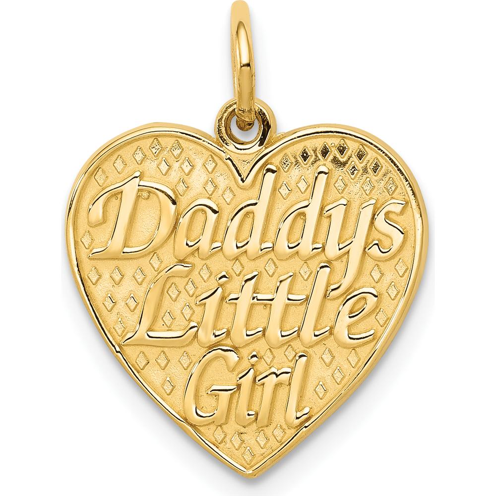 14K Yellow Gold Daddy's Little Girl Heart Charm Pendant - Sentimental Gift for Daughter by Oro Pregiato