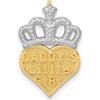 14K Yellow Gold Daddy's Little Girl Heart with Crown Chain Slide with White Rhodium Accents by Oro Pregiato