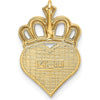 14K Yellow Gold Daddy's Little Girl Heart with Crown Chain Slide with White Rhodium Accents by Oro Pregiato