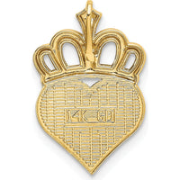 14K Yellow Gold Daddy's Little Girl Heart with Crown Chain Slide with White Rhodium Accents by Oro Pregiato