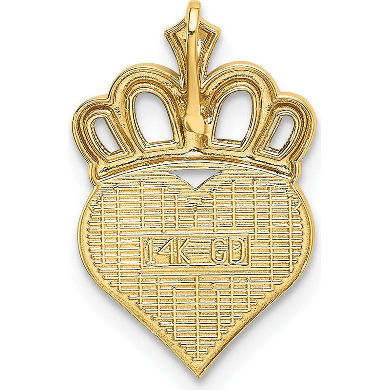 14K Yellow Gold Daddy's Little Girl Heart with Crown Chain Slide with White Rhodium Accents by Oro Pregiato