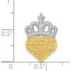 14K Yellow Gold Daddy's Little Girl Heart with Crown Chain Slide with White Rhodium Accents by Oro Pregiato