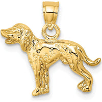 14K Yellow Gold Dalmatian Dog Charm with Textured Finish by Oro Pregiato