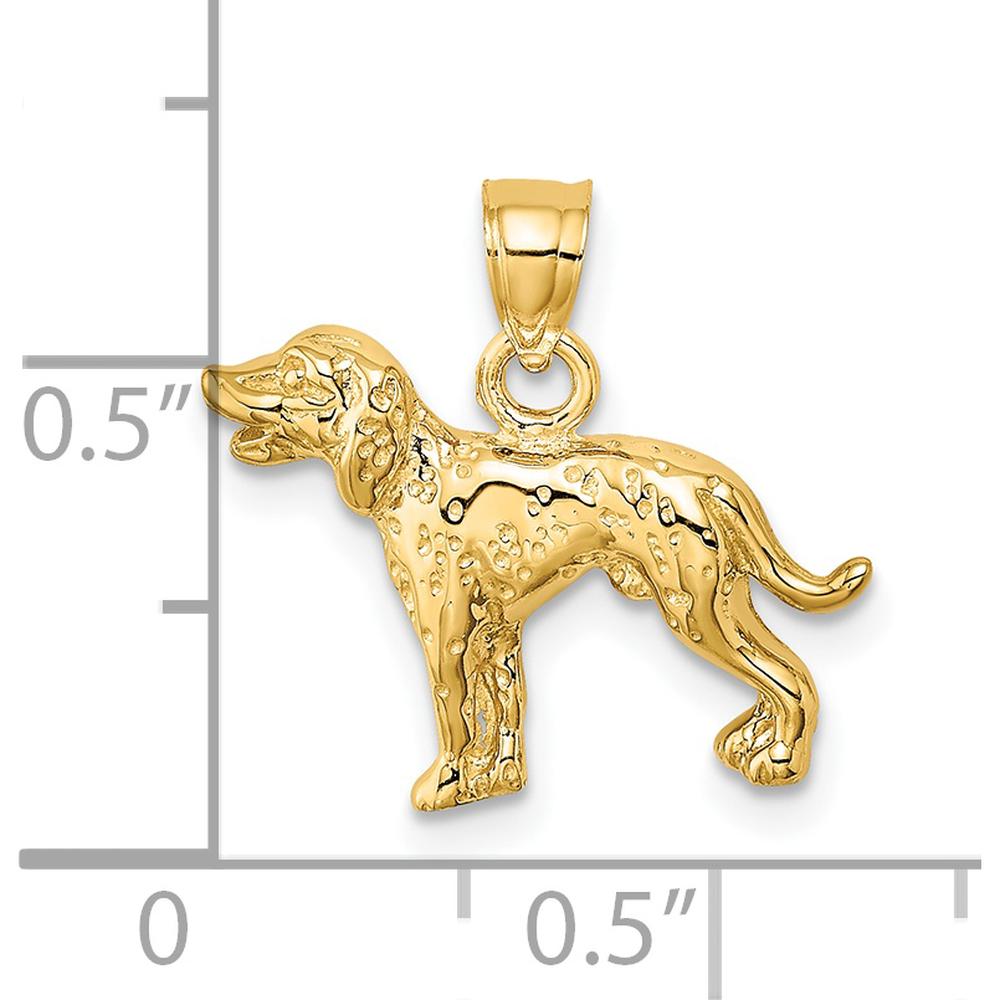 14K Yellow Gold Dalmatian Dog Charm with Textured Finish by Oro Pregiato