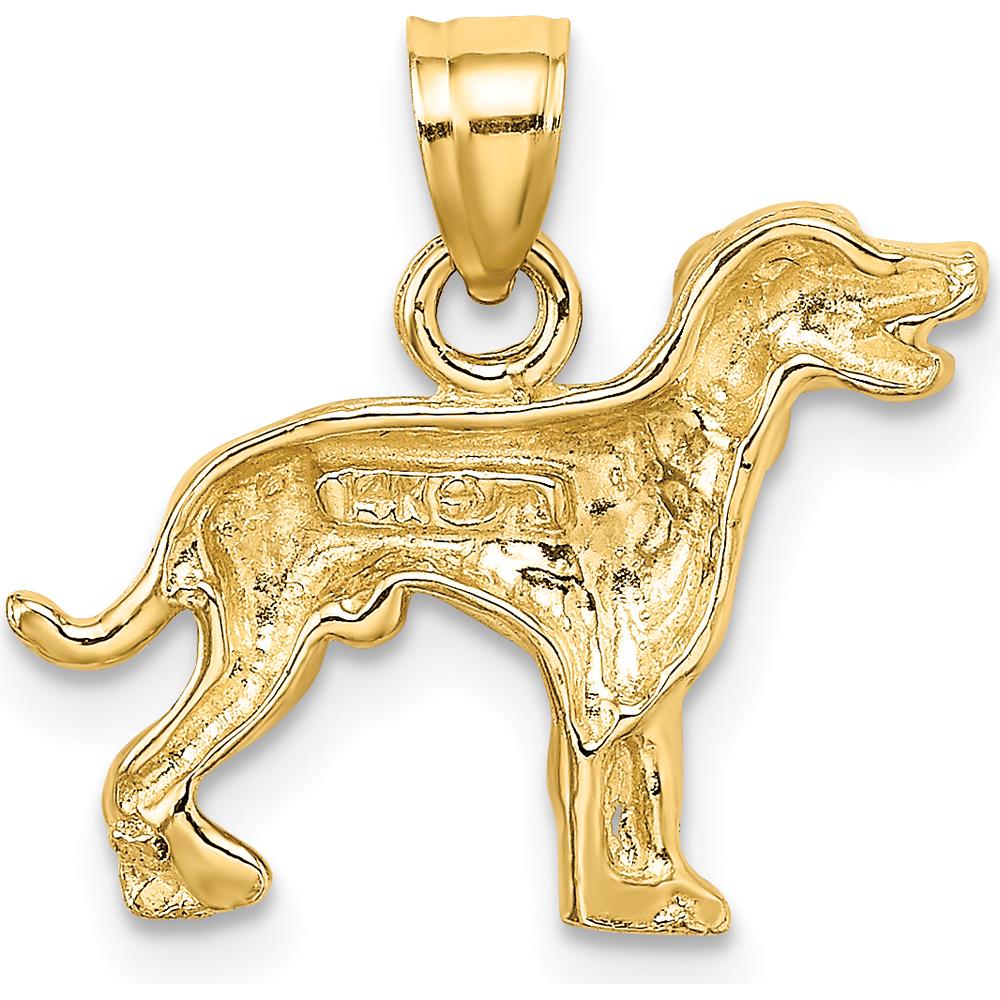 14K Yellow Gold Dalmatian Dog Charm with Textured Finish by Oro Pregiato