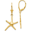 14K Yellow Gold Dancing Starfish Leverback Drop Earrings by 0