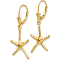 14K Yellow Gold Dancing Starfish Leverback Drop Earrings by 0