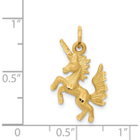 14K Yellow Gold Dancing Unicorn Charm Pendant with Diamond-Cut Texture by Oro Pregiato