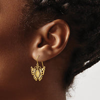 14K Yellow Gold Dangle Butterfly Earrings - 27mm Length, Polished Finish by 0