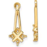 14K Yellow Gold Dangle Cluster Diamond Earring Jacket Mountings - 8 Round Stone Settings by Oro Pregiato