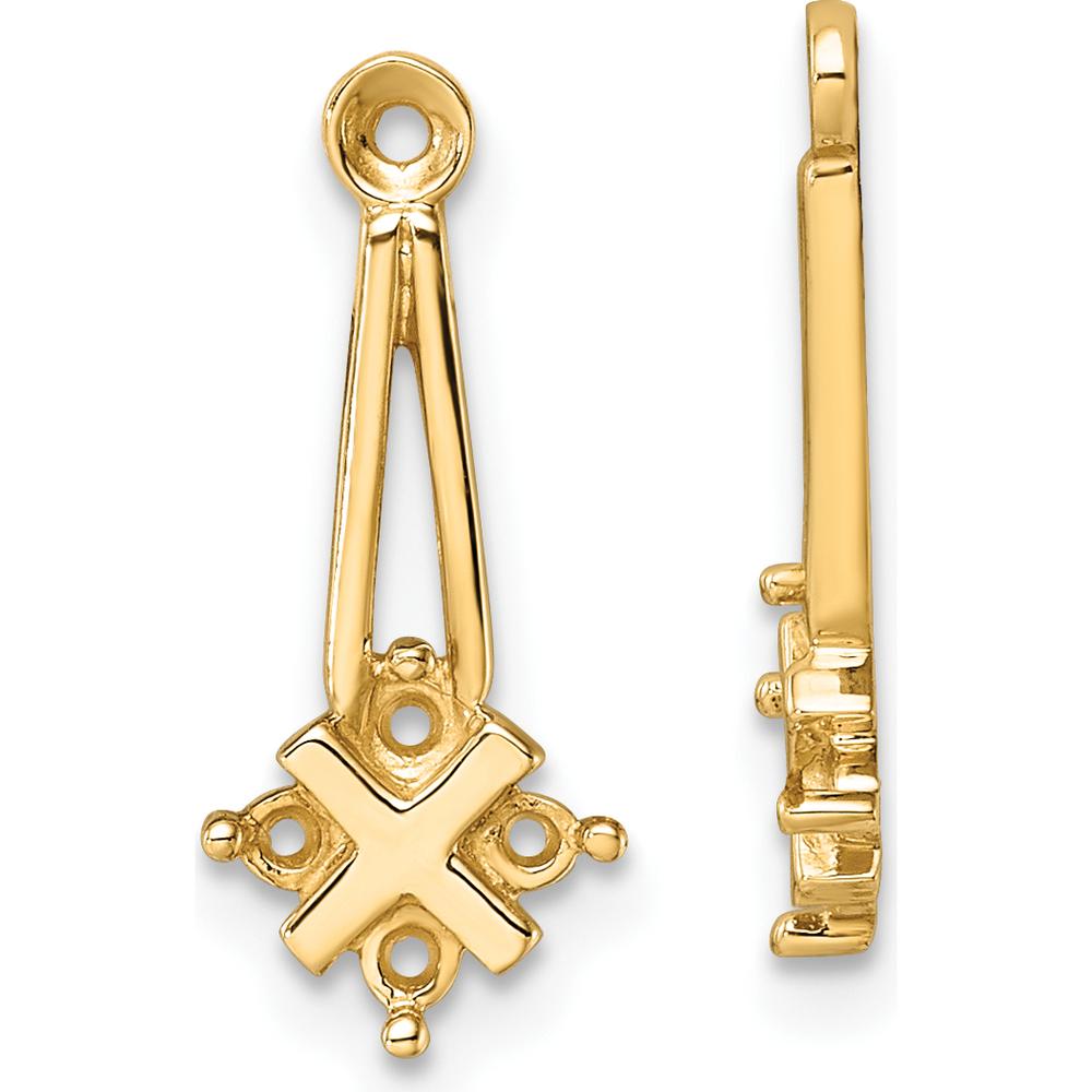 14K Yellow Gold Dangle Cluster Diamond Earring Jacket Mountings - 8 Round Stone Settings by Oro Pregiato