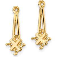 14K Yellow Gold Dangle Cluster Diamond Earring Jacket Mountings - 8 Round Stone Settings by Oro Pregiato