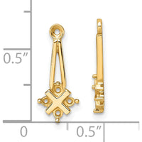 14K Yellow Gold Dangle Cluster Diamond Earring Jacket Mountings - 8 Round Stone Settings by Oro Pregiato
