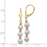 14K Yellow Gold Dangle Earrings with 5-6mm Grey Freshwater Pearls by Monteluci Fine Jewelry