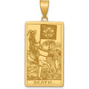 14K Yellow Gold Death Tarot Card Pendant with Polished and Textured Finish - 36mm Length by Oro Pregiato