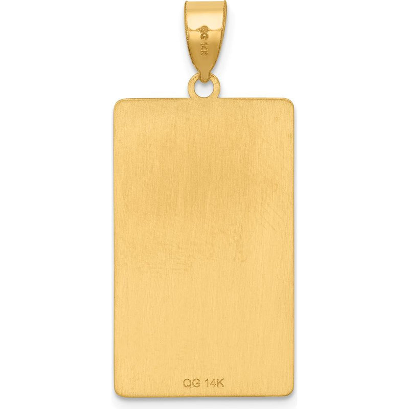 14K Yellow Gold Death Tarot Card Pendant with Polished and Textured Finish - 36mm Length by Oro Pregiato