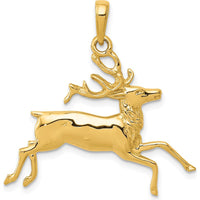 14K Yellow Gold Deer Running Pendant - Symbolic Nature Jewelry for Men by Oro Pregiato