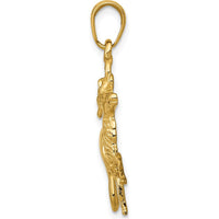 14K Yellow Gold Deer Running Pendant - Symbolic Nature Jewelry for Men by Oro Pregiato