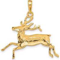 14K Yellow Gold Deer Running Pendant - Symbolic Nature Jewelry for Men by Oro Pregiato