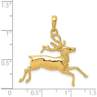 14K Yellow Gold Deer Running Pendant - Symbolic Nature Jewelry for Men by Oro Pregiato
